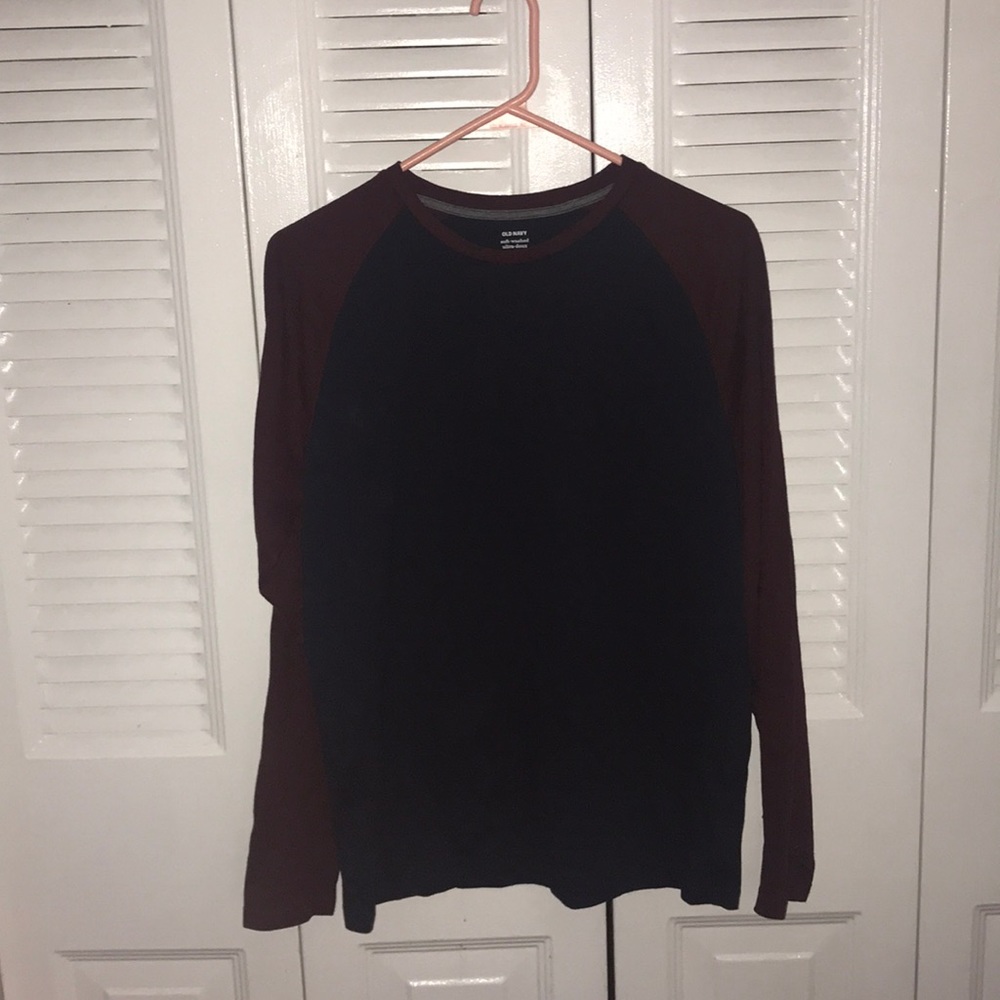 Navy Blue/ Maroon Long Sleeve Shirt